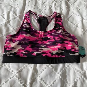 NWT Lularoe Rise INVINCIBLE Sports Bra Racerback Size 2X Pink Camo Cup Pads Plus